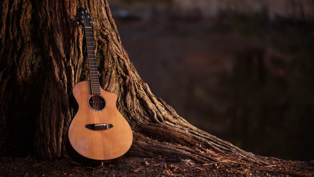 Une guitare en bois